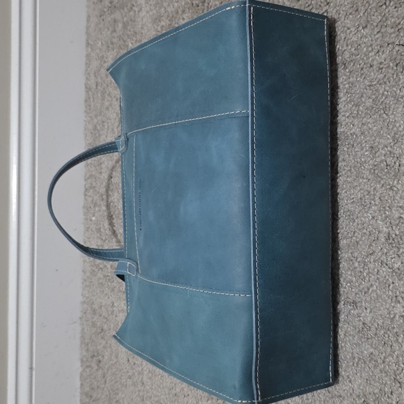 Portland Leather Goods PLG Zip E / W East West Lola Aqua Blue Brushed Leather - Picture 15 of 15